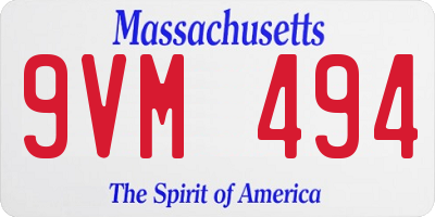 MA license plate 9VM494
