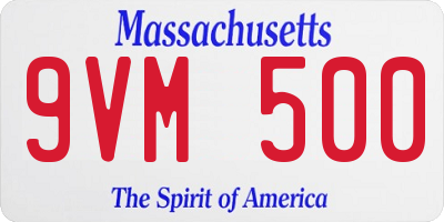 MA license plate 9VM500