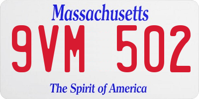 MA license plate 9VM502