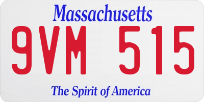 MA license plate 9VM515