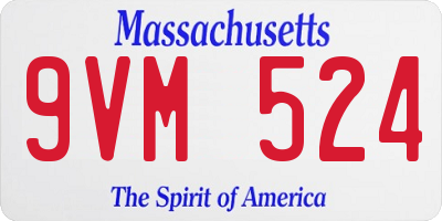 MA license plate 9VM524