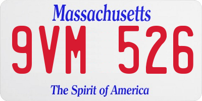 MA license plate 9VM526