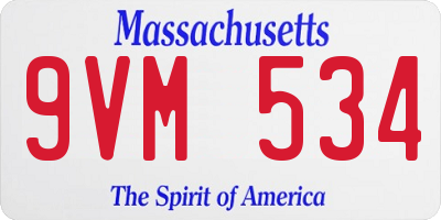 MA license plate 9VM534