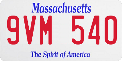 MA license plate 9VM540