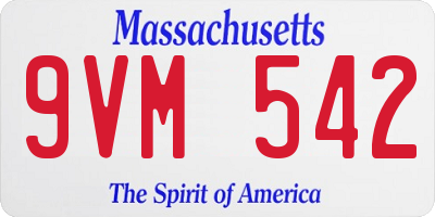 MA license plate 9VM542