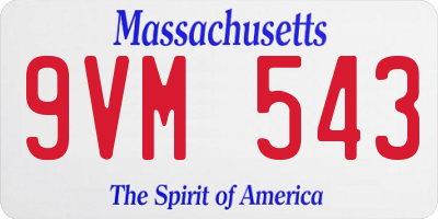 MA license plate 9VM543