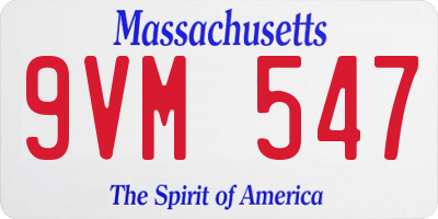 MA license plate 9VM547