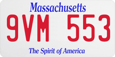 MA license plate 9VM553