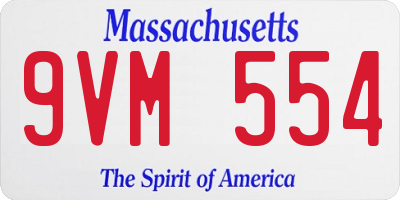 MA license plate 9VM554