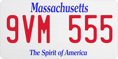 MA license plate 9VM555