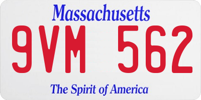 MA license plate 9VM562