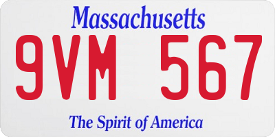 MA license plate 9VM567