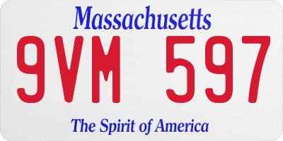 MA license plate 9VM597
