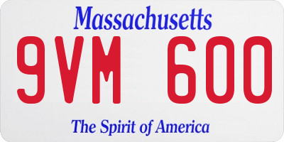 MA license plate 9VM600
