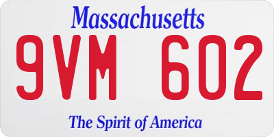 MA license plate 9VM602
