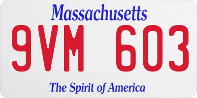 MA license plate 9VM603