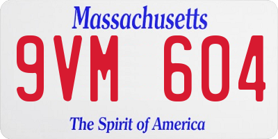 MA license plate 9VM604