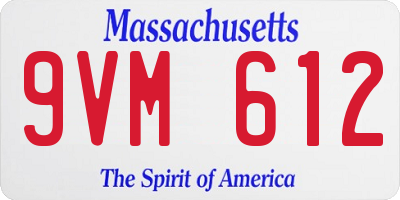 MA license plate 9VM612
