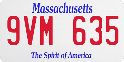MA license plate 9VM635
