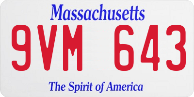 MA license plate 9VM643