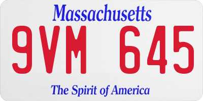 MA license plate 9VM645