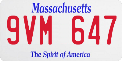 MA license plate 9VM647
