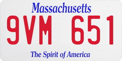 MA license plate 9VM651