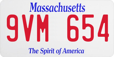 MA license plate 9VM654