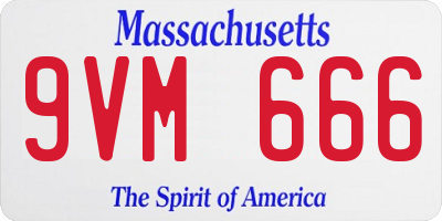MA license plate 9VM666