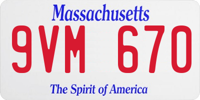 MA license plate 9VM670