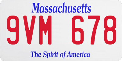 MA license plate 9VM678