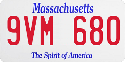 MA license plate 9VM680
