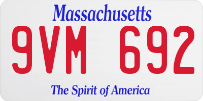 MA license plate 9VM692