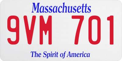 MA license plate 9VM701