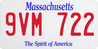MA license plate 9VM722