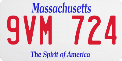 MA license plate 9VM724