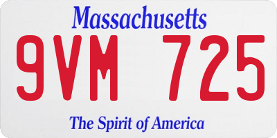 MA license plate 9VM725