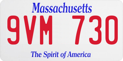 MA license plate 9VM730