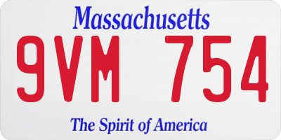 MA license plate 9VM754
