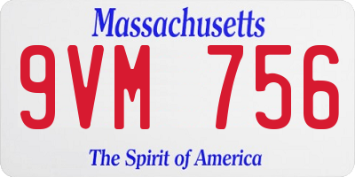 MA license plate 9VM756
