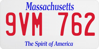 MA license plate 9VM762