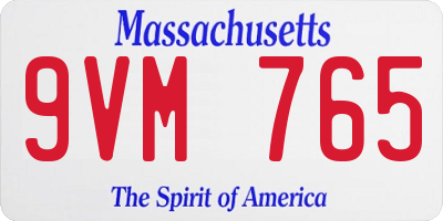 MA license plate 9VM765
