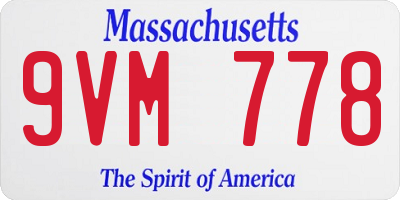 MA license plate 9VM778