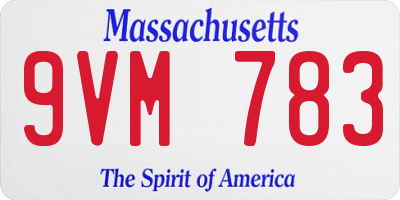 MA license plate 9VM783