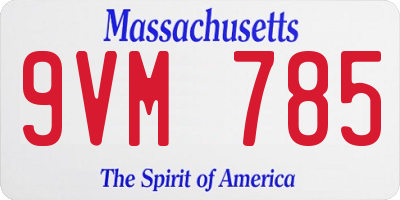MA license plate 9VM785