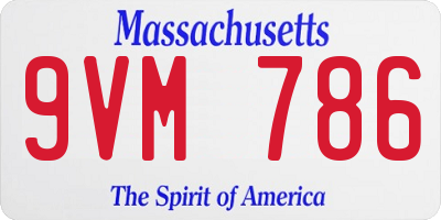 MA license plate 9VM786