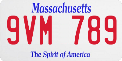 MA license plate 9VM789