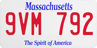 MA license plate 9VM792