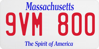MA license plate 9VM800
