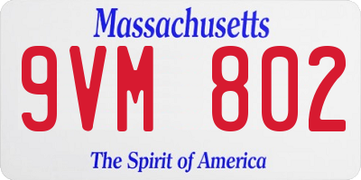 MA license plate 9VM802